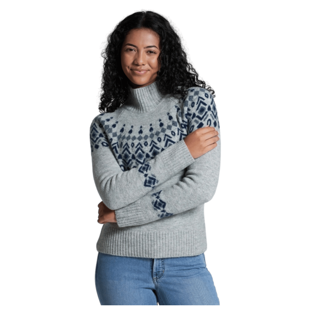 KUHL WOMEN'S ALPINA SWEATER MERINO WOOL - ASH - FRONT VIEW