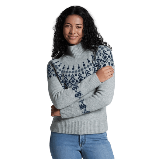 KUHL WOMEN'S ALPINA SWEATER MERINO WOOL - ASH - FRONT VIEW