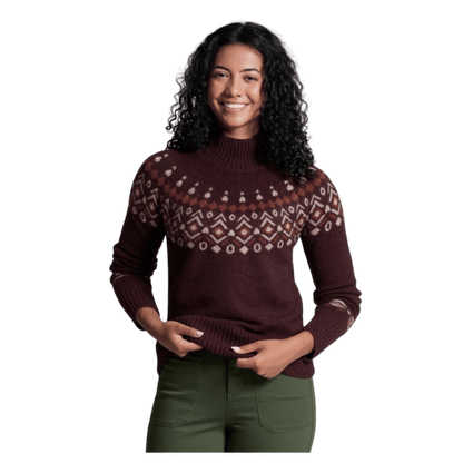 KUHL WOMEN'S ALPINA SWEATER MERINO WOOL - RAISIN - FRONT VIEW