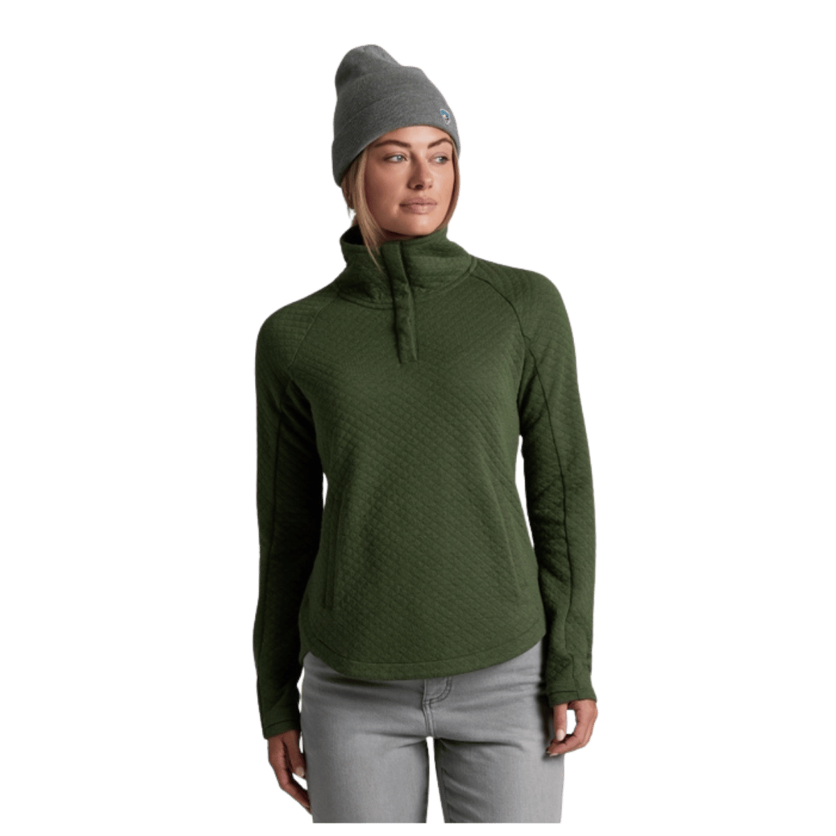 KUHL WOMEN'S ARGENTA PULLOVER QUILTED MERINO WOOL - VINE - FRONT VIEW