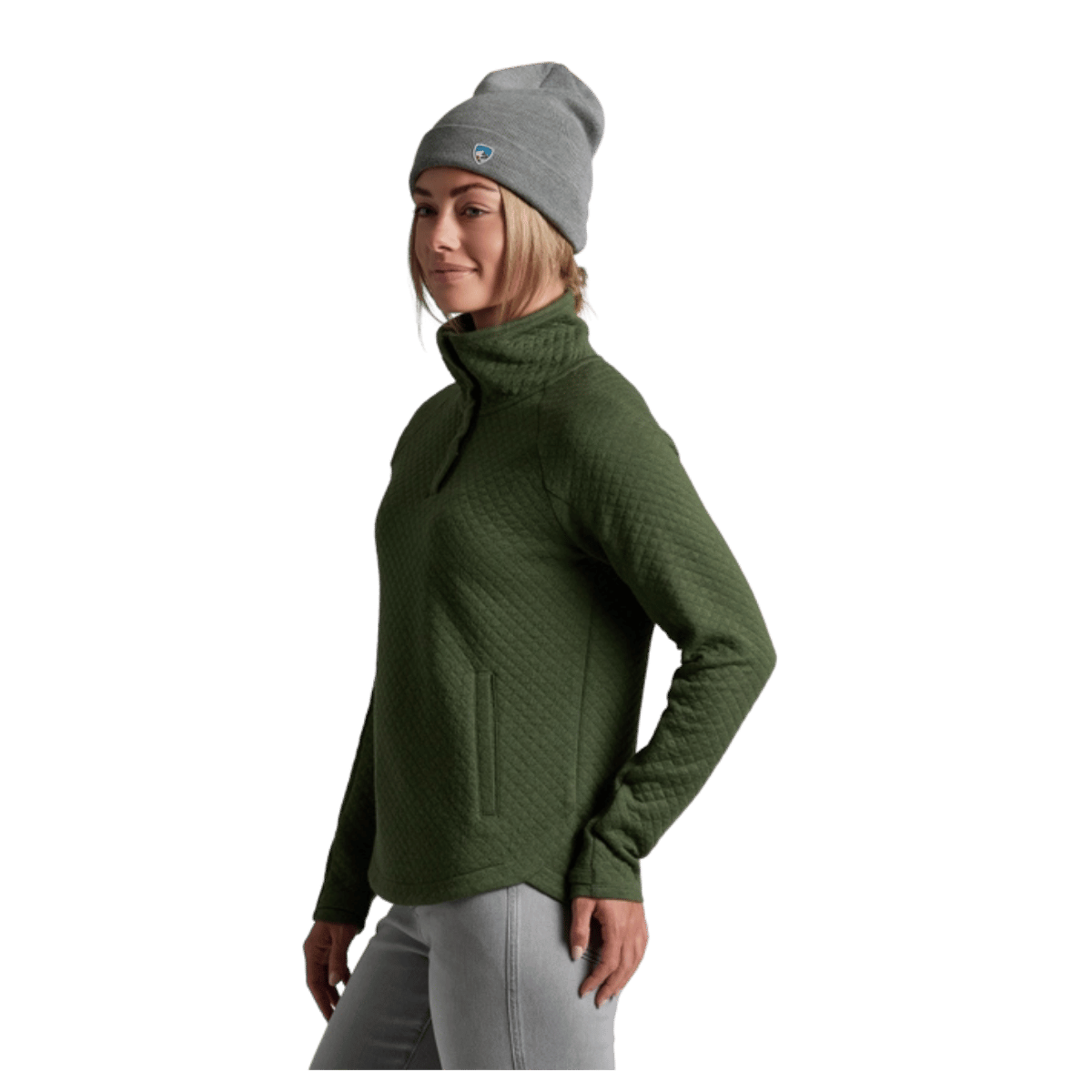 KUHL WOMEN'S ARGENTA PULLOVER QUILTED MERINO WOOL - VINE - SIDE VIEW