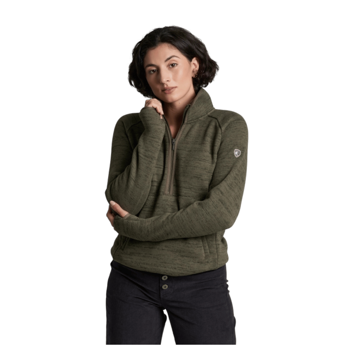 KUHL AVALINE 1/4 ZIP PREMIUM SWEATER FLEECE - VINE - FRONT VIEW