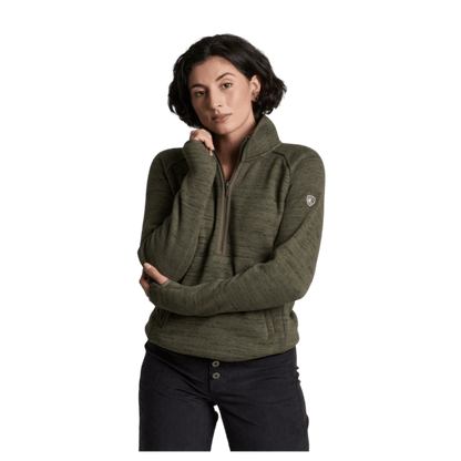 KUHL AVALINE 1/4 ZIP PREMIUM SWEATER FLEECE - VINE - FRONT VIEW