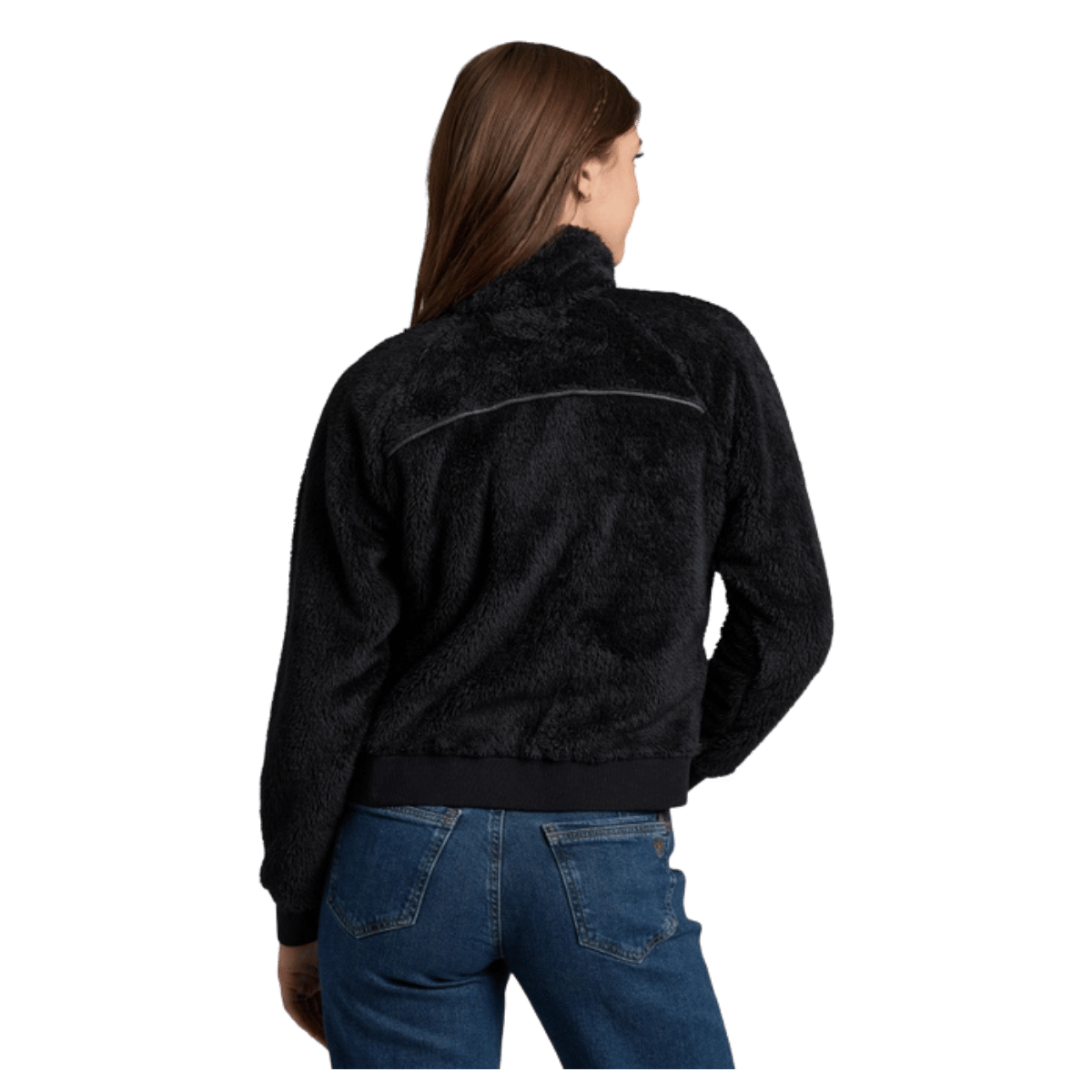 KUHL WOMEN'S AVINA FLIGHT JACKET HIGH-LOFT FLEECE - BLACK - BACK VIEW