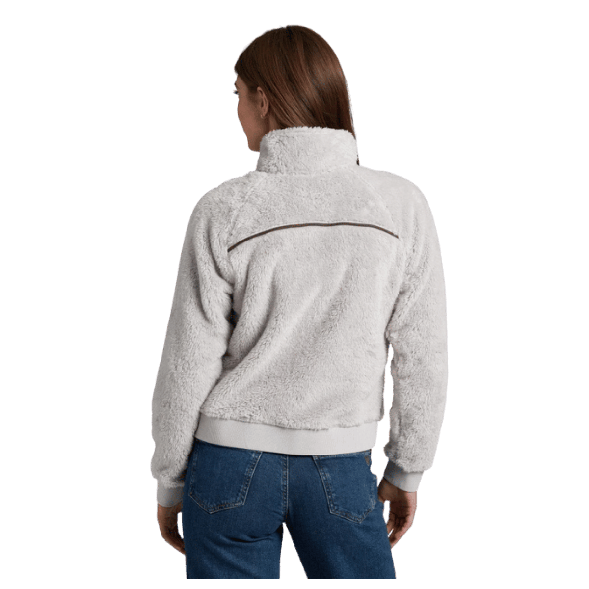 KUHL WOMEN'S AVINA FLIGHT JACKET HIGH-LOFT FLEECE - STONE - BACK VIEW