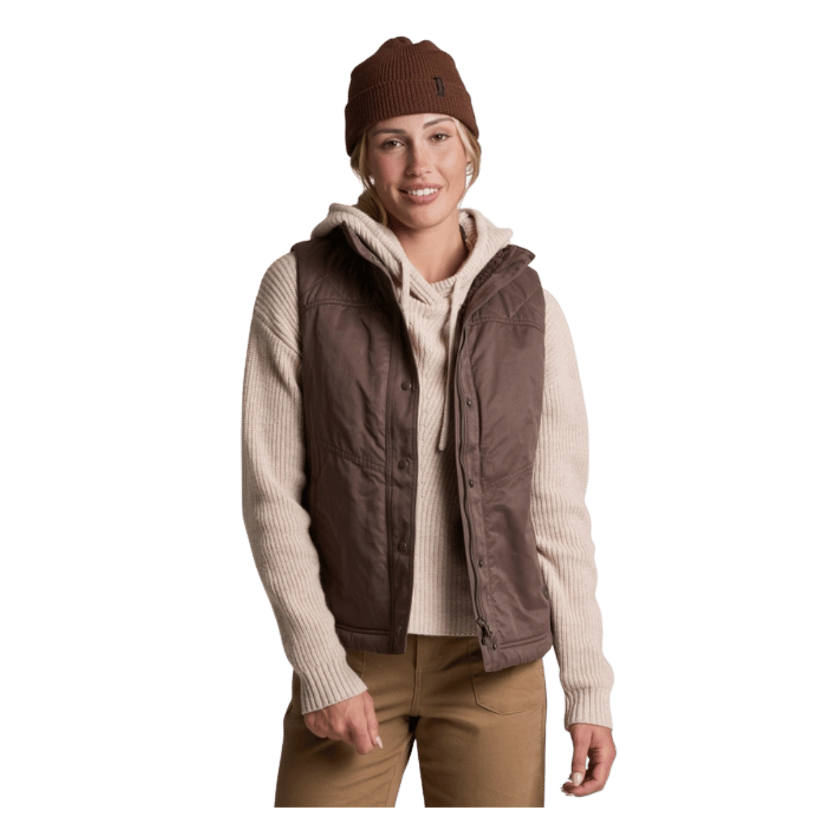KUHL WOMEN'S CELESTE LINED VEST - COFFEE - FRONT VIEW