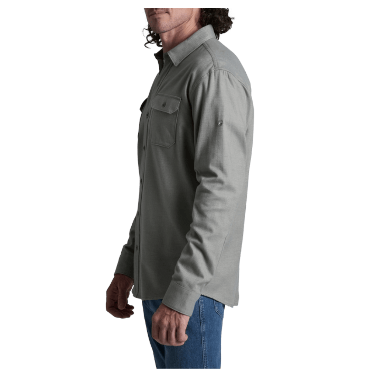 KUHL MEN'S DESCENDR FLANNEL LONG SLEEVE - PAVEMENT - SIDE VIEW WW