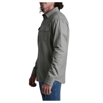 KUHL MEN'S DESCENDR FLANNEL LONG SLEEVE - PAVEMENT - SIDE VIEW WW