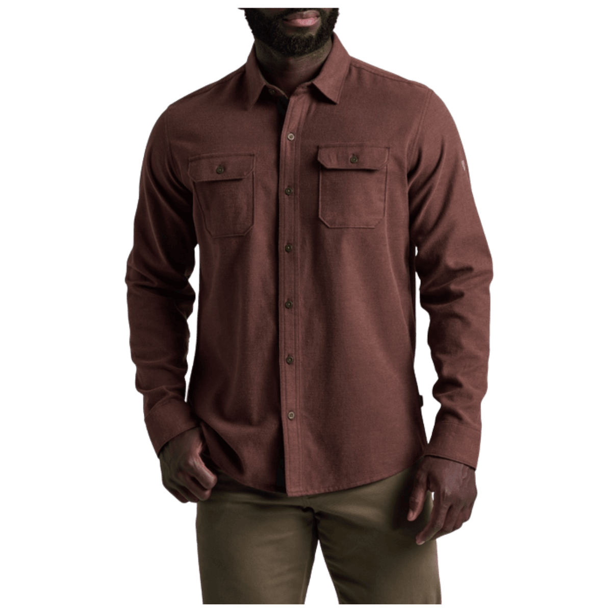 KUHL MEN'S DESCENDR FLANNEL LONG SLEEVE - RUSTIC BRICK - FRONT VIEW WW