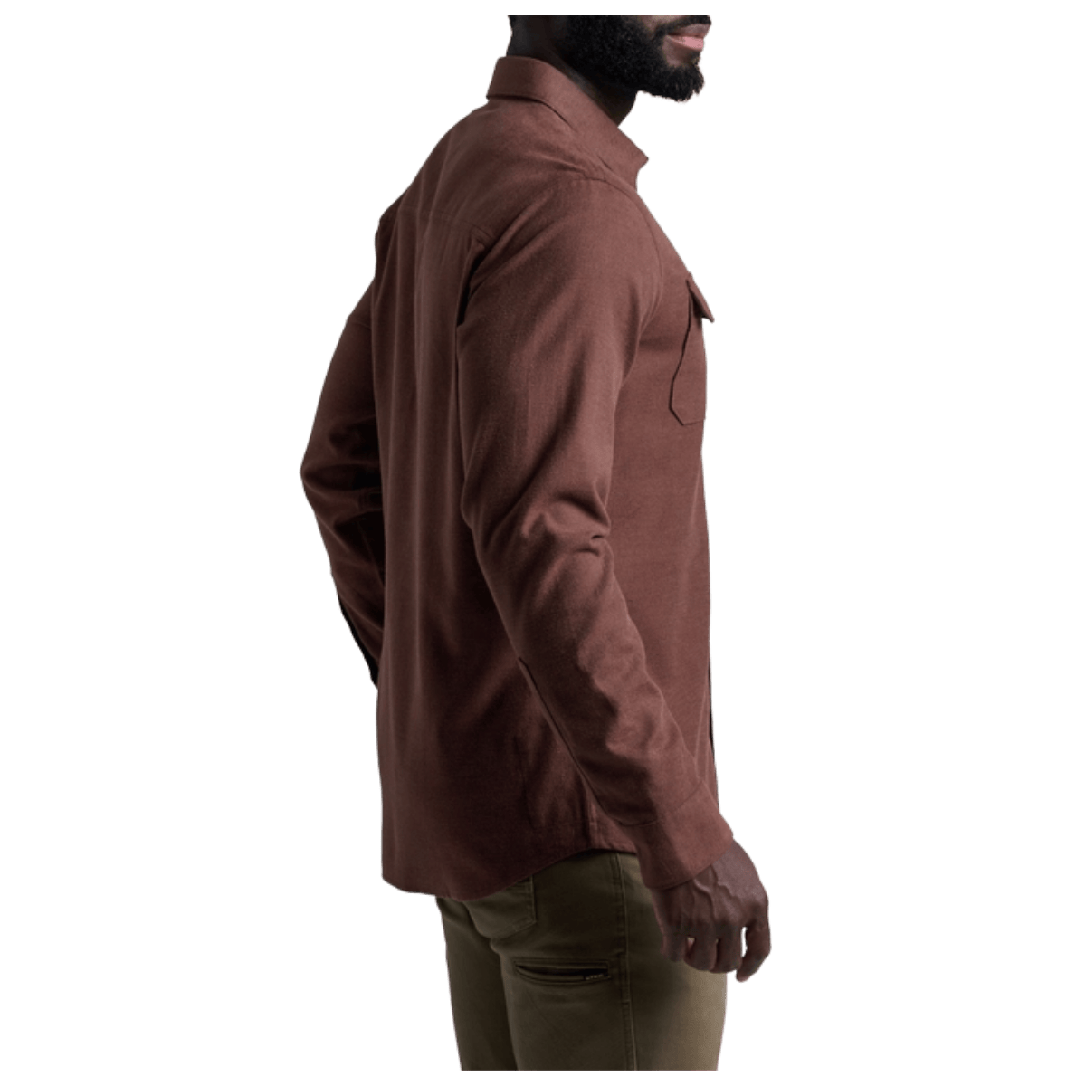 KUHL MEN'S DESCENDR FLANNEL LONG SLEEVE - RUSTIC BRICK - SIDE VIEW WW