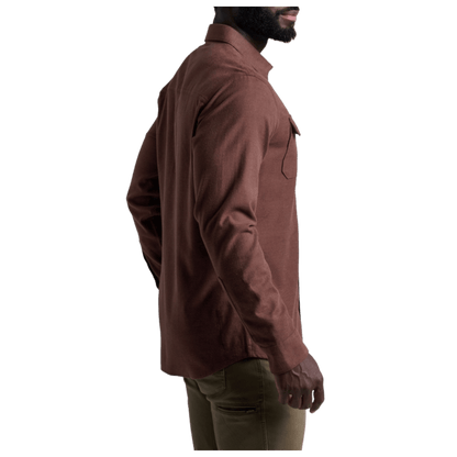 KUHL MEN'S DESCENDR FLANNEL LONG SLEEVE - RUSTIC BRICK - SIDE VIEW WW