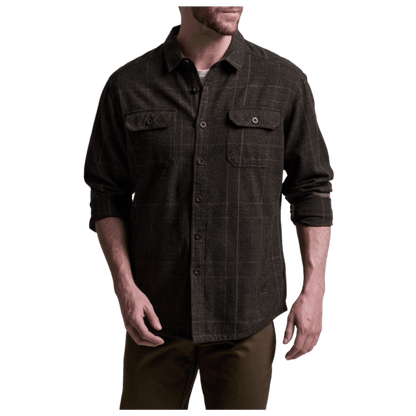 KUHL MEN'S DEVIATR JAC COTTON TENCEL SHIRT - DARK ROAST - FRONT VIEW WW