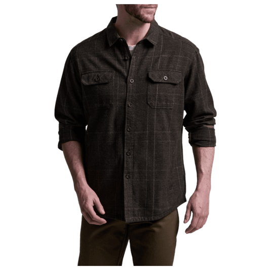 KUHL MEN'S DEVIATR JAC COTTON TENCEL SHIRT - DARK ROAST - FRONT VIEW WW