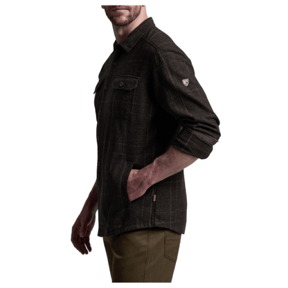 KUHL MEN'S DEVIATR JAC COTTON TENCEL SHIRT - DARK ROAST - SIDE VIEW WW
