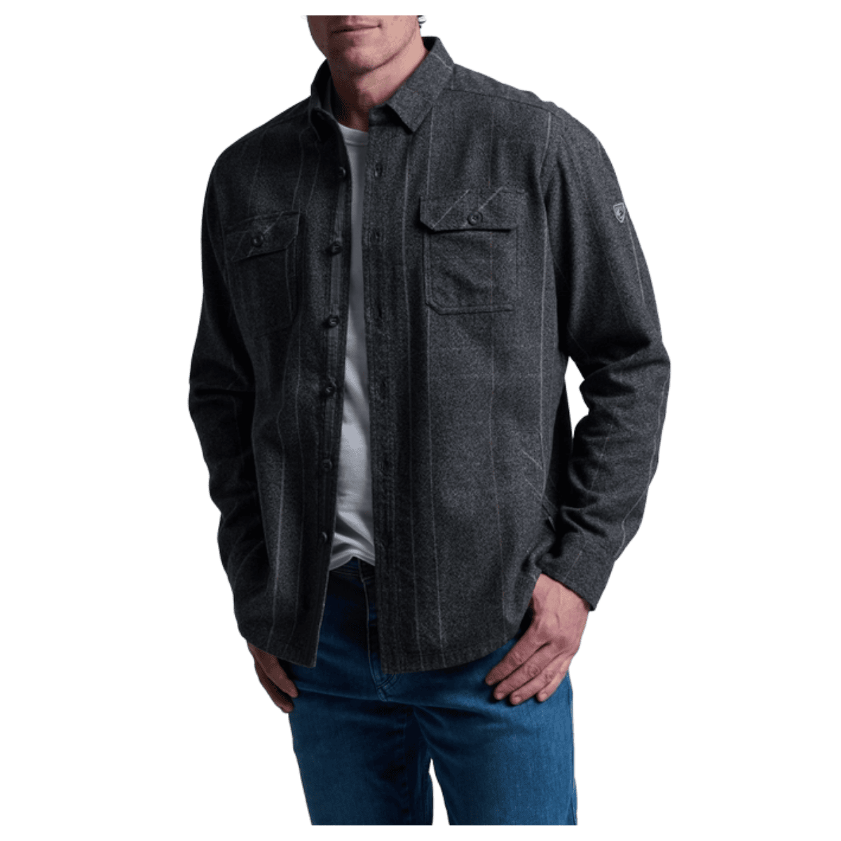 KUHL MEN'S DEVIATR JAC COTTON TENCEL SHIRT - PIRATE BLACK - FRONT VIEW WW