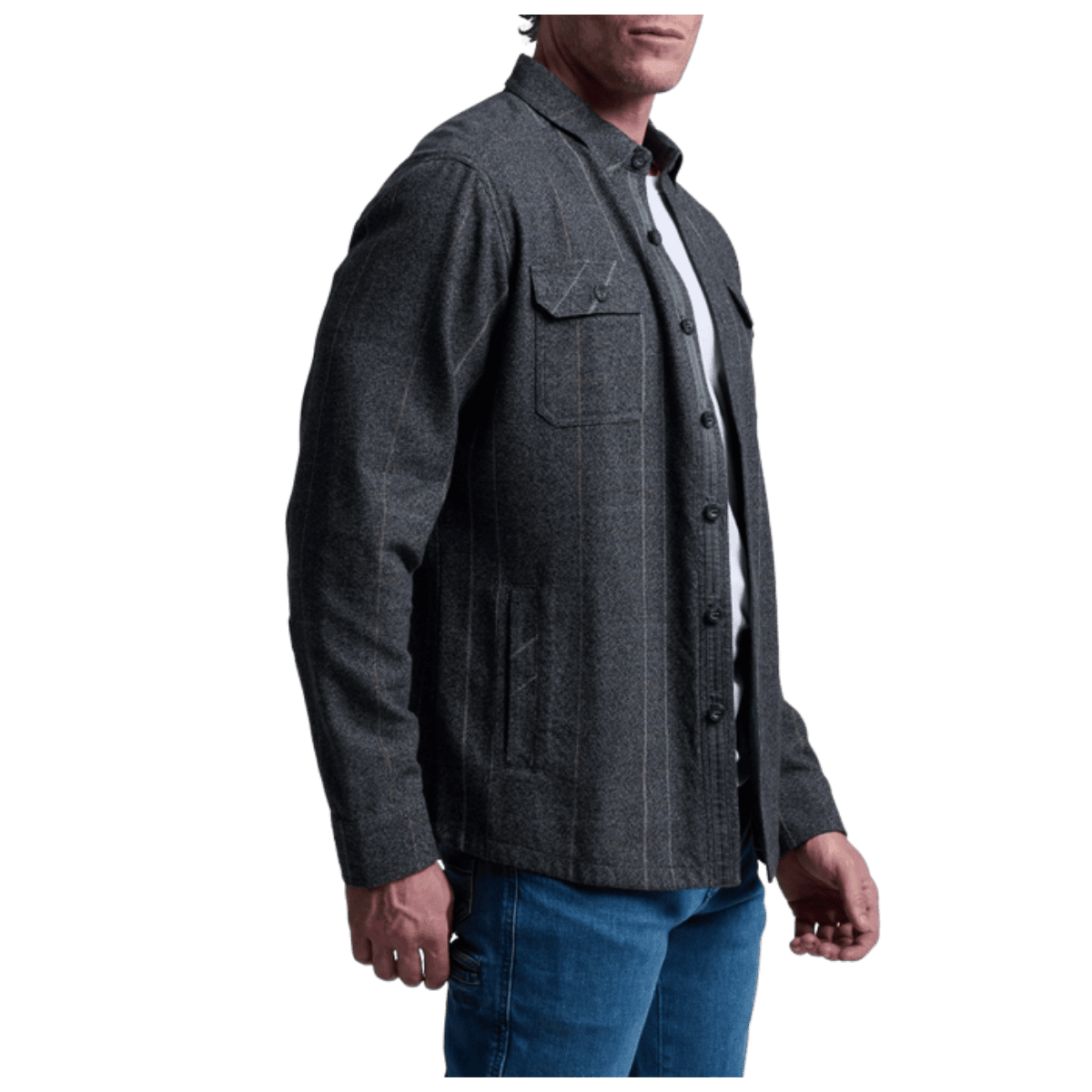 KUHL MEN'S DEVIATR JAC COTTON TENCEL SHIRT - PIRATE BLACK - SIDE VIEW WW