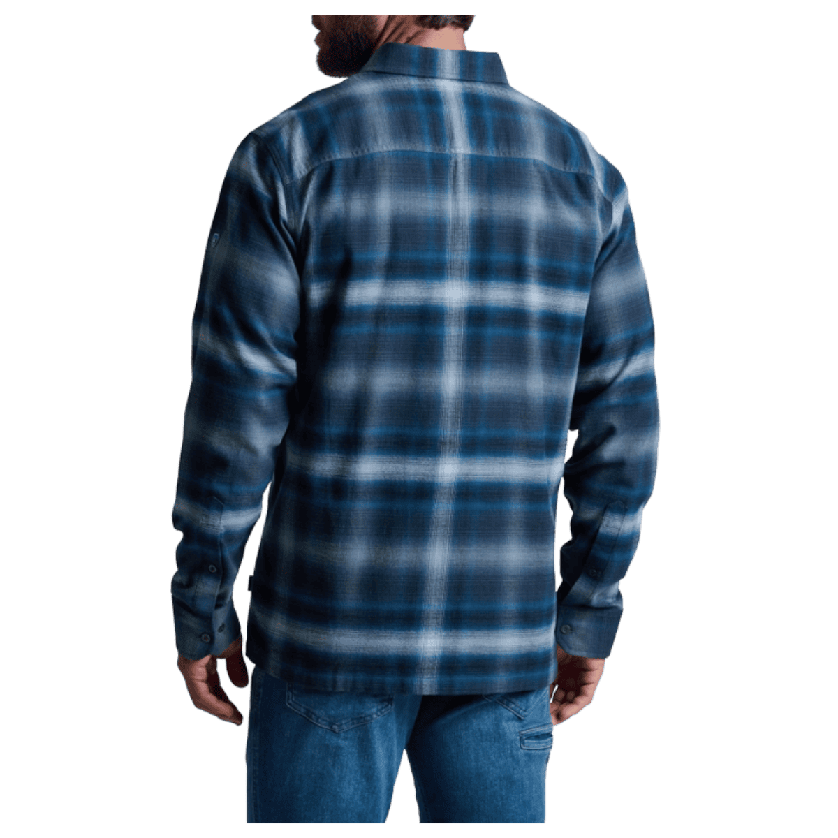 KUHL DILLINGR FLANNEL COTTON TENCEL LONG SLEEVE - BLUE RIDGE - BACK VIEW