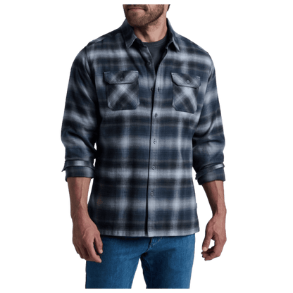 KUHL DILLINGR FLANNEL COTTON TENCEL LONG SLEEVE - IRON GREY - FRONT VIEW WW