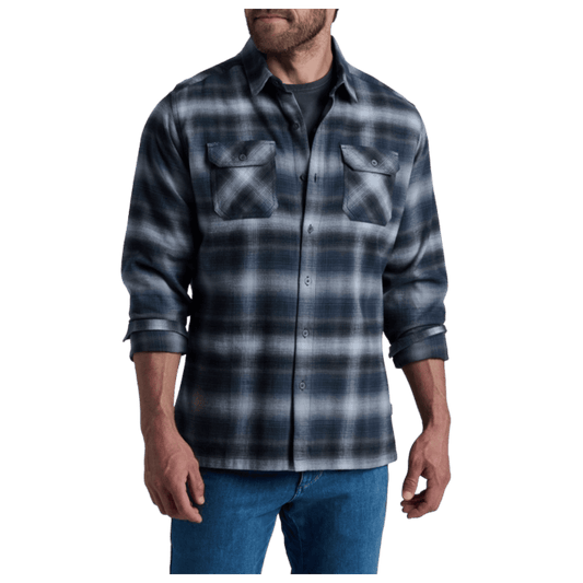 KUHL DILLINGR FLANNEL COTTON TENCEL LONG SLEEVE - IRON GREY - FRONT VIEW WW