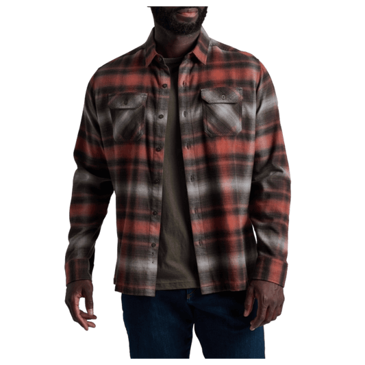 KUHL DILLINGR FLANNEL COTTON TENCEL LONG SLEEVE - RED CEDAR - FRONT VIEW