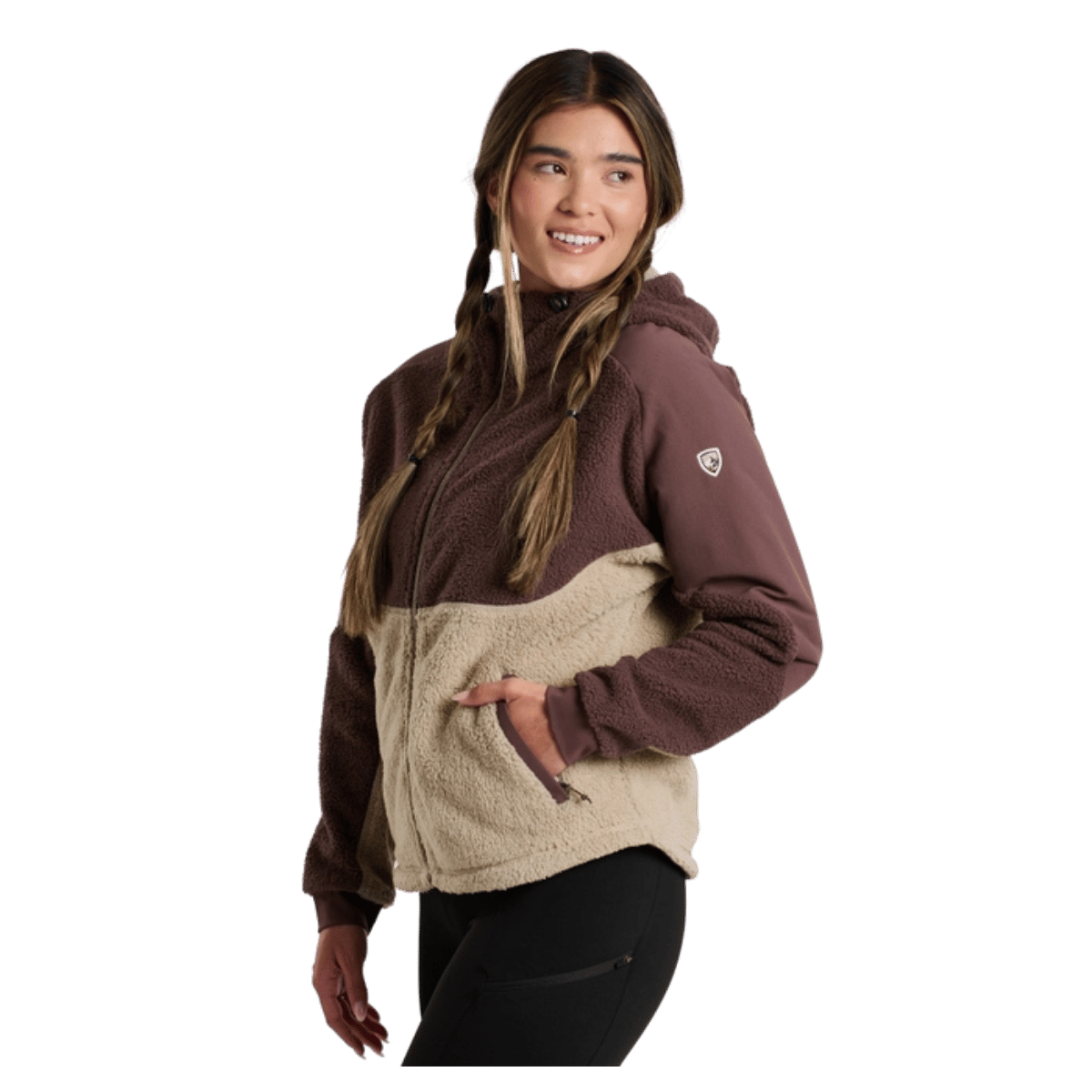 KUHL WOMEN'S ELIXIR HOODY ITALIAN FLEECE - COFFEE - SIDE VIEW
