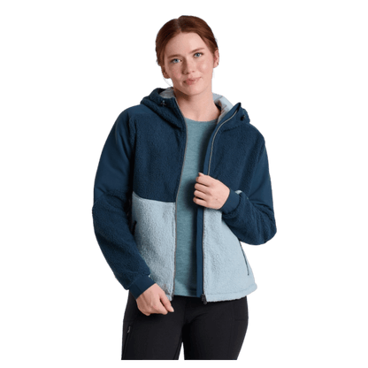 KUHL WOMEN'S ELIXIR HOODY ITALIAN FLEECE - METAL BLUE - FRONT VIEW