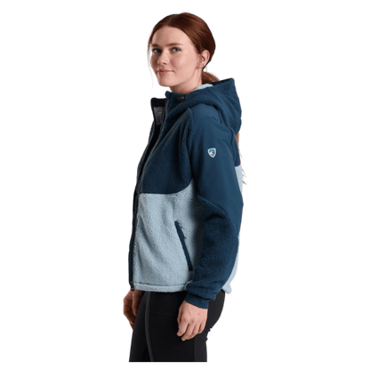 KUHL WOMEN'S ELIXIR HOODY ITALIAN FLEECE - METAL BLUE - SIDE VIEW