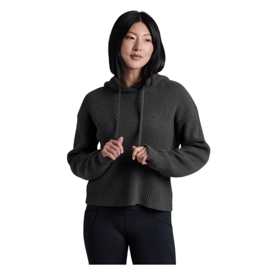 KUHL WOMEN'S FIRESIDE SWEATER HOODY MERINO WOOL BLEND -VINE - FRONT VIEW