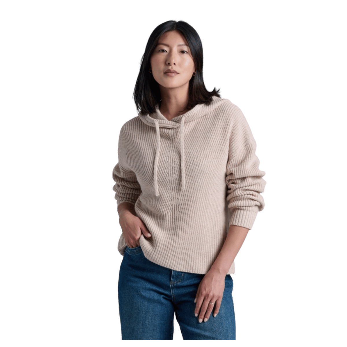 KUHL WOMEN'S FIRESIDE SWEATER HOODY - NATURAL_FRONT