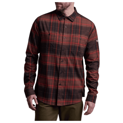 KUHL MEN'S FUGITIVE FLANNEL COTTON TENCEL - BLOODSTONE RED - FRONT VIEW WW