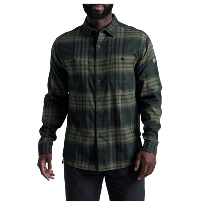 KUHL MEN'S FUGITIVE FLANNEL COTTON TENCEL - DARK FOREST - FRONT VIEW WW