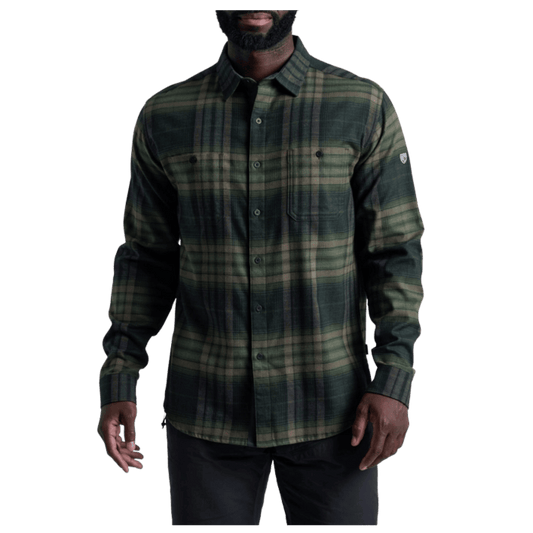 KUHL MEN'S FUGITIVE FLANNEL COTTON TENCEL - DARK FOREST - FRONT VIEW WW