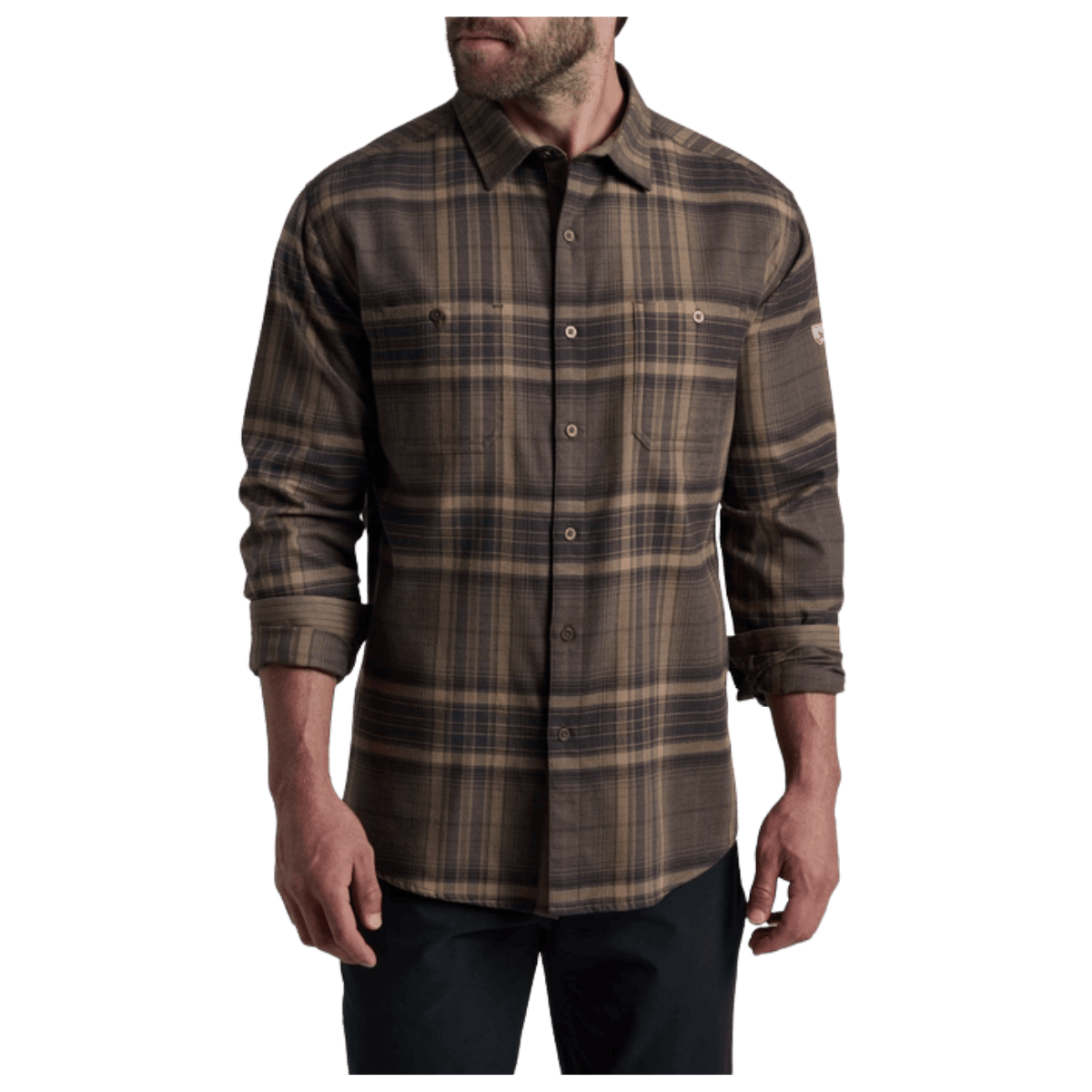 KUHL MEN'S FUGITIVE FLANNEL COTTON TENCEL - ROASTED BARLEY - FRONT VIEW WW
