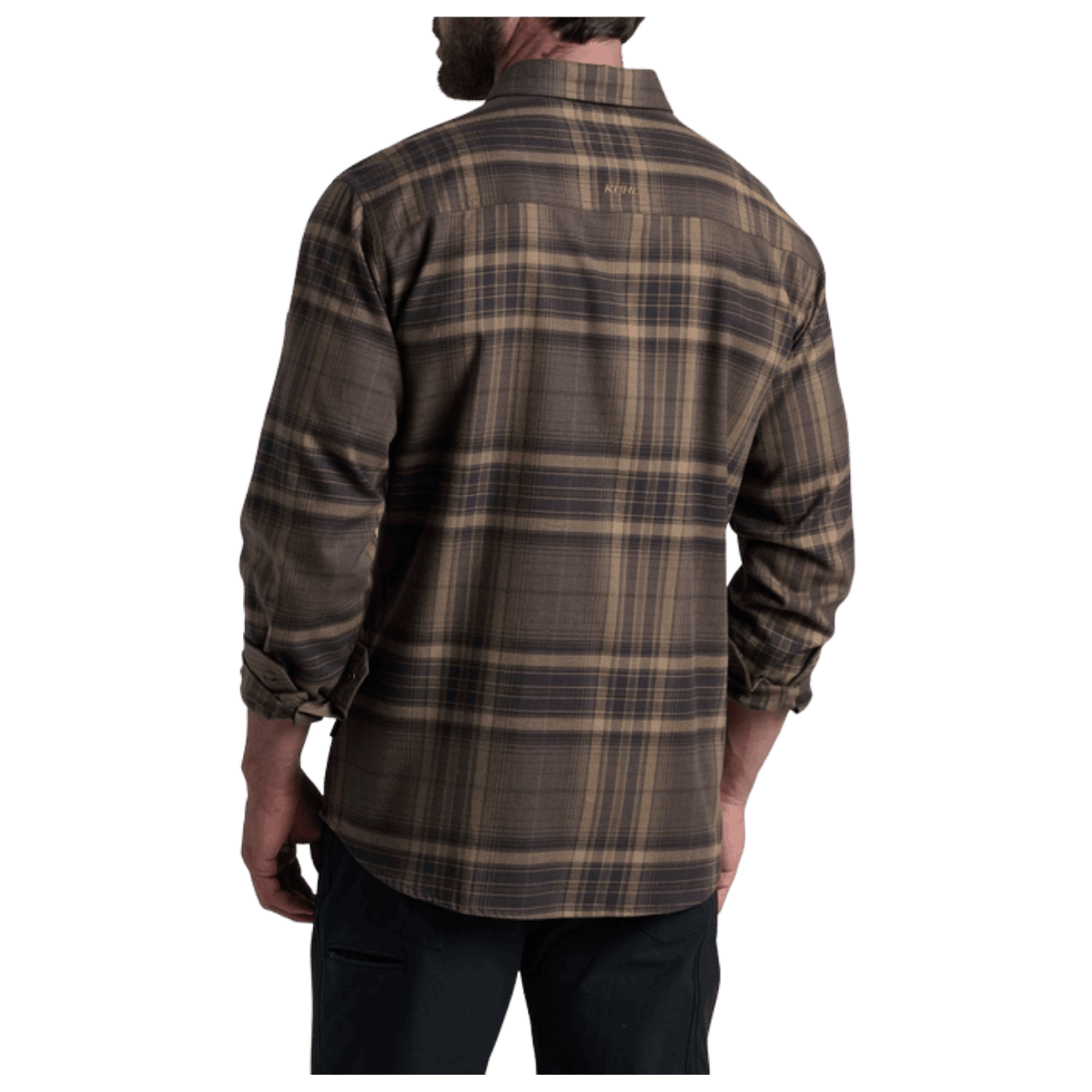 KUHL MEN'S FUGITIVE FLANNEL COTTON TENCEL - ROASTED BARLEY - BACK VIEW WW