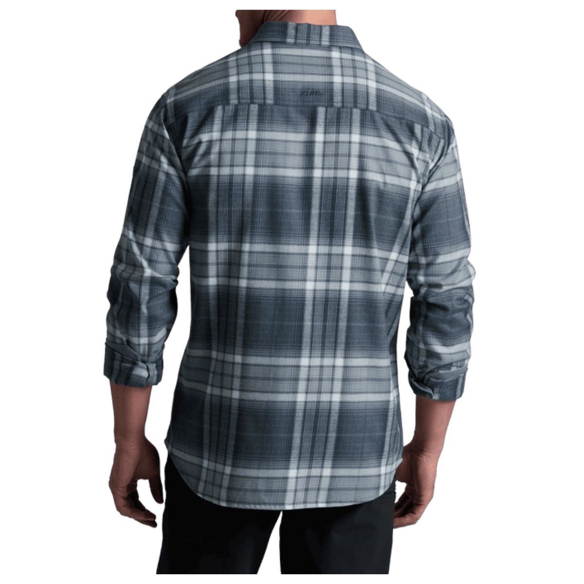 KUHL MEN'S FUGITIVE FLANNEL COTTON TENCEL - STEEL BLUE - BACK VIEW WW