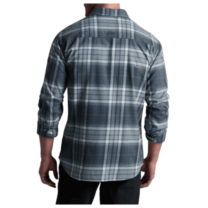 KUHL MEN'S FUGITIVE FLANNEL COTTON TENCEL - STEEL BLUE - BACK VIEW WW