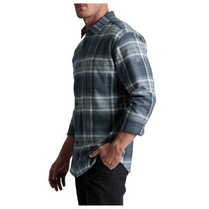 KUHL MEN'S FUGITIVE FLANNEL COTTON TENCEL - STEEL BLUE - SIDE VIEW WW