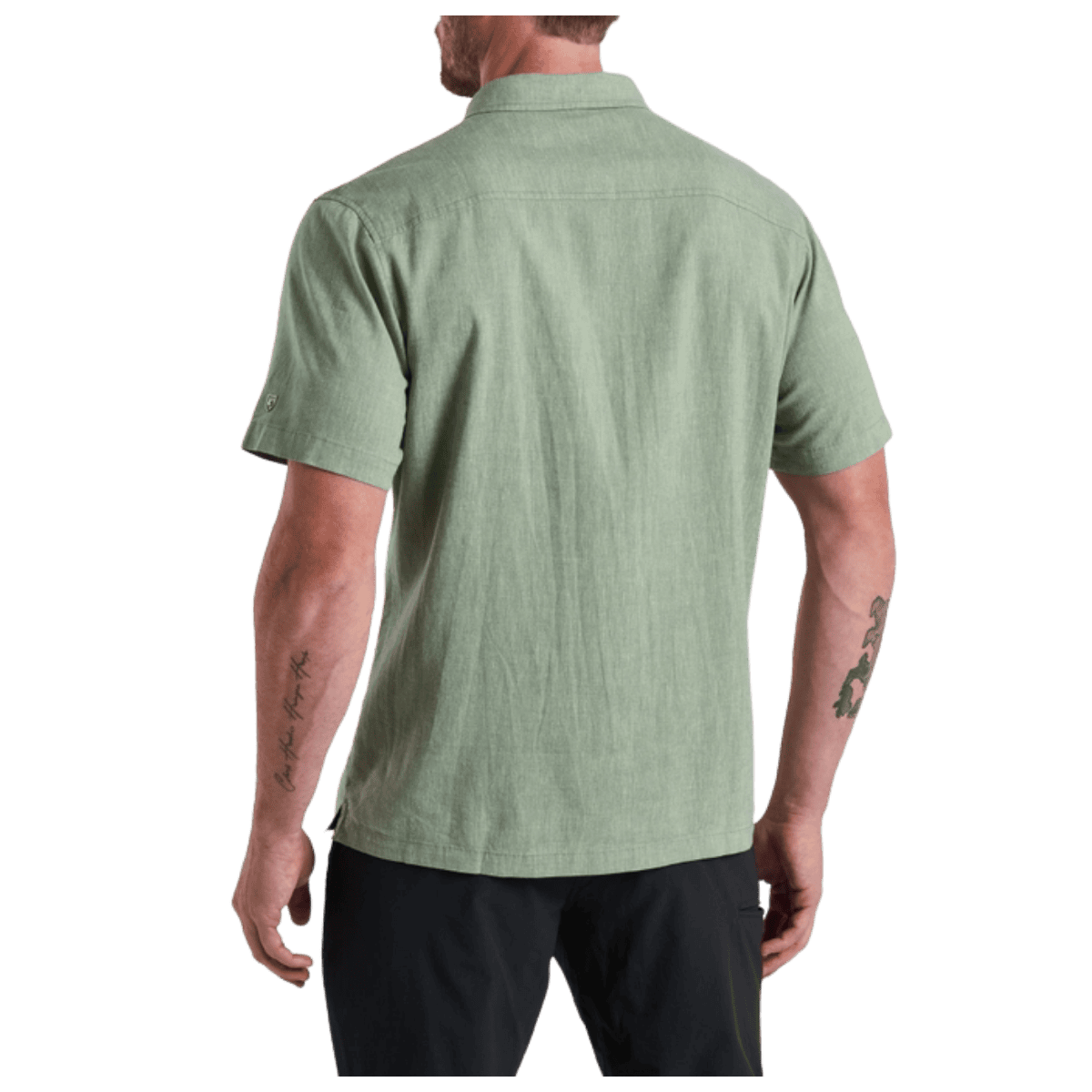 KUHL MEN'S GETAWAY SHORT SLEEVE SHIRT W/ UPF 30 - CITRUS GREEN - BACK VIEW WW
