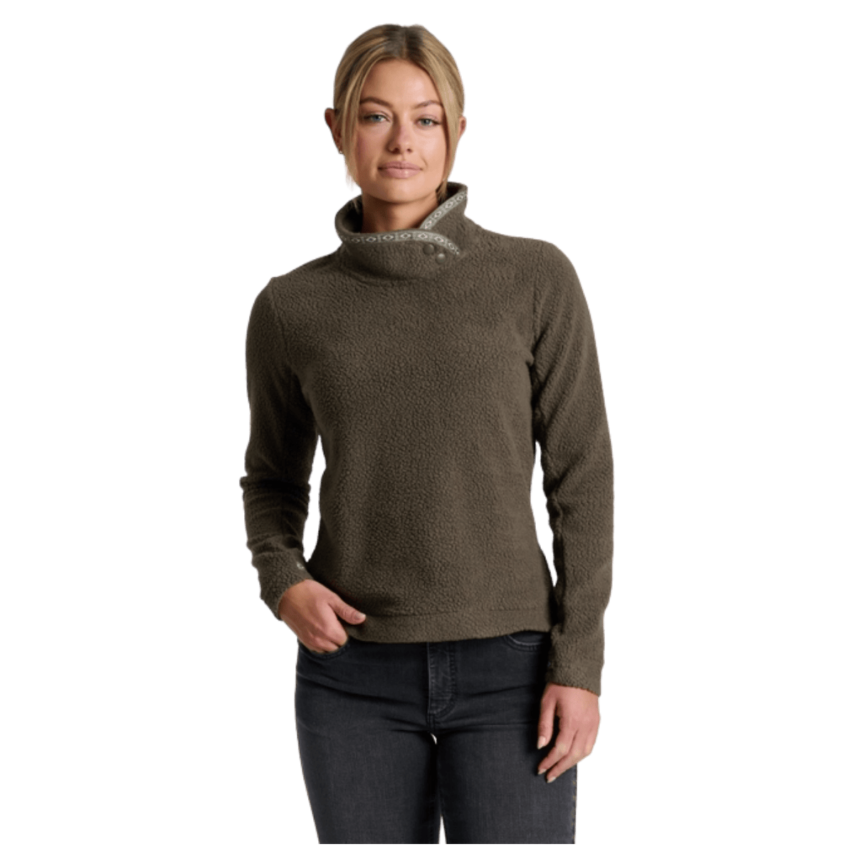 KUHL WOMEN'S HYGGE SNAP FLEECE PULLOVER - VINE - FRONT VIEW WW