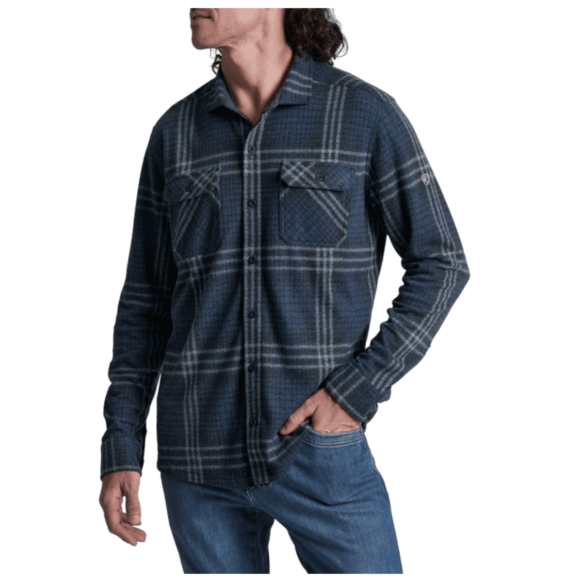 KUHL MEN'S INNOVATR KNIT FLANNEL LONG SLEEVE - NIGHT SEA - FRONT VIEW WW
