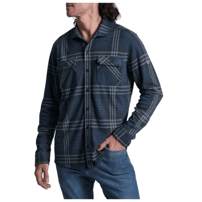 KUHL MEN'S INNOVATR KNIT FLANNEL LONG SLEEVE - NIGHT SEA - FRONT VIEW WW