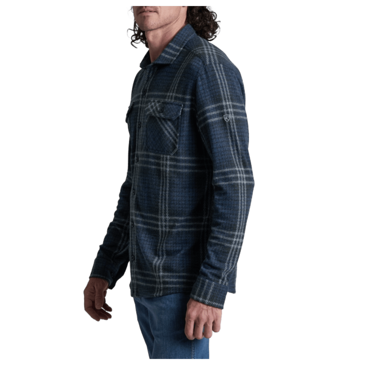 KUHL MEN'S INNOVATR KNIT FLANNEL LONG SLEEVE - NIGHT SEA- SIDE VIEW WW