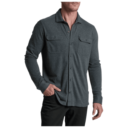 KUHL MEN'S INNOVATR KNIT FLANNEL - ONYX- FRONT VIEW WW