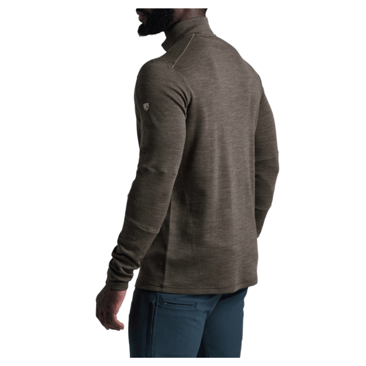 KUHL MEN'S INVIGORATR MERINO 1/4 ZIP AEROKNIT - KANTEEN - SIDE VIEW