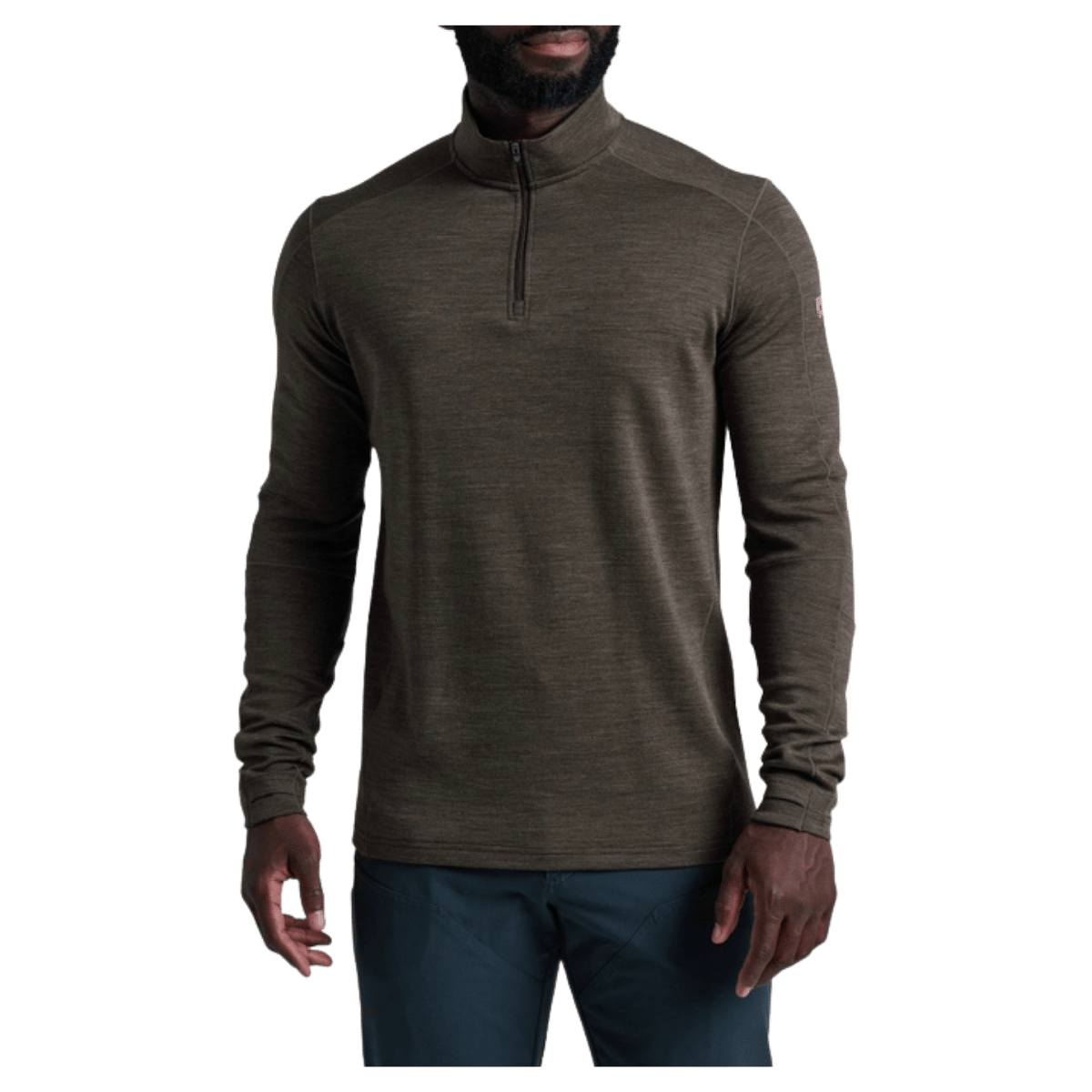 KUHL MEN'S INVIGORATR MERINO 1/4 ZIP AEROKNIT - KANTEEN - FRONT VIEW