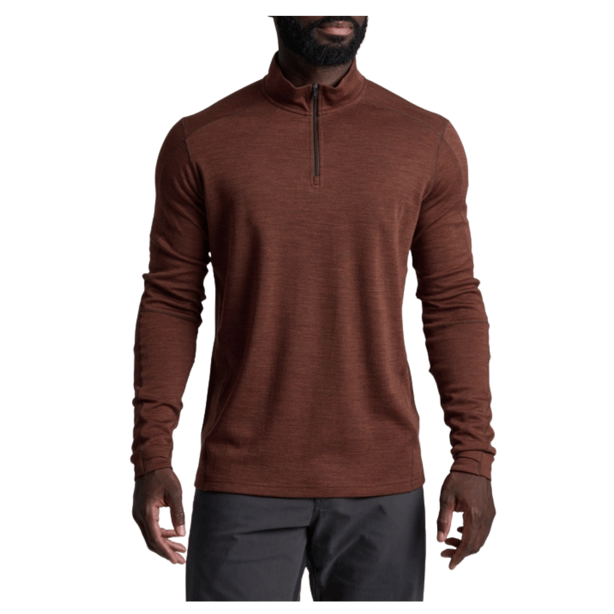 KUHL MEN'S INVIGORATR MERINO 1/4 ZIP AEROKNIT - RUSTIC BRICK - FRONT VIEW