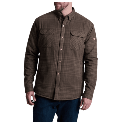 KUHL MEN'S JOYRYDR FLANNEL SHIRT-JACKET - DARK ROAST - FRONT VIEW
