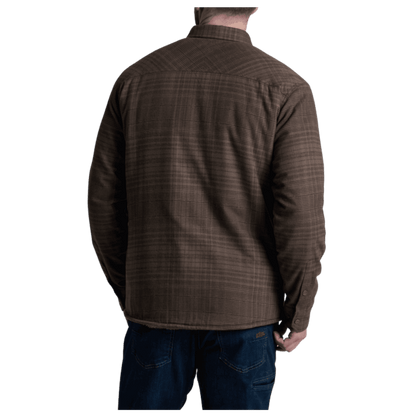 KUHL MEN'S JOYRYDR FLANNEL SHIRT-JACKET - DARK ROAST - BACK VIEW