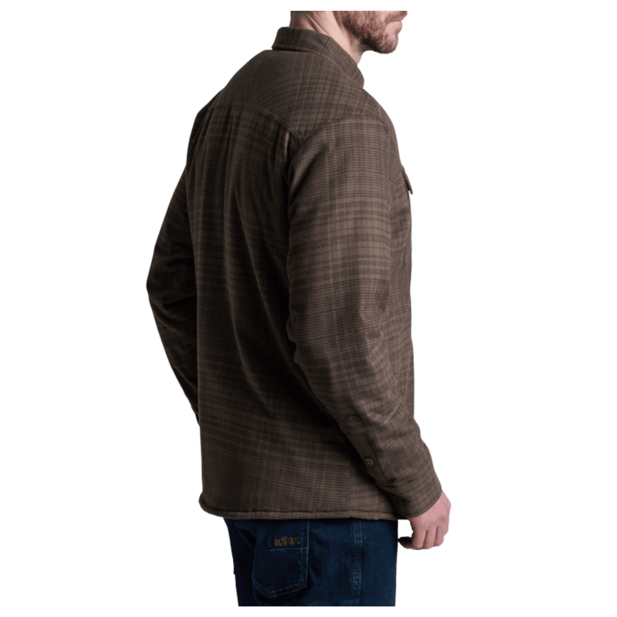 KUHL MEN'S JOYRYDR FLANNEL SHIRT-JACKET - DARK ROAST - SIDE VIEW