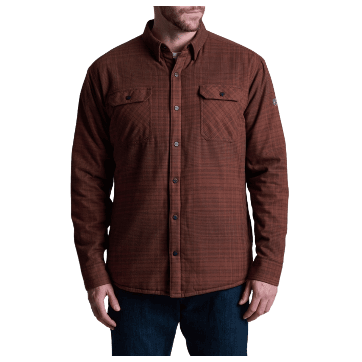 KUHL MEN'S JOYRYDR FLANNEL SHIRT-JACKET - RUSTIC BRICK - FRONT VIEW WW